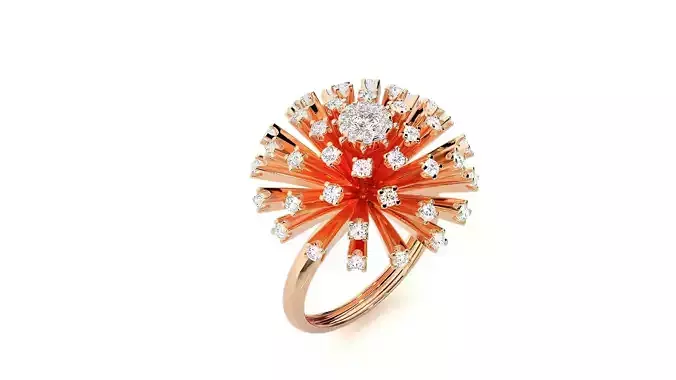 Blooming Flower Cocktail Ring 3dm stl renders details