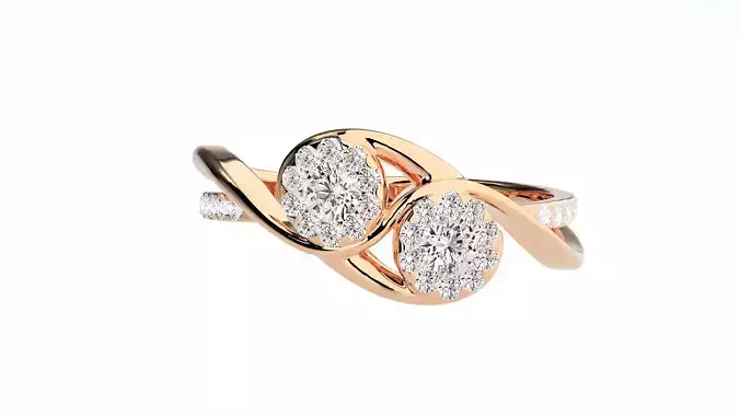 Bi-Star Cocktail ring 3dm stl renders details 