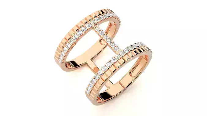 Dual Rim Diamond Cocktail ring 3dm stl details  3D print model