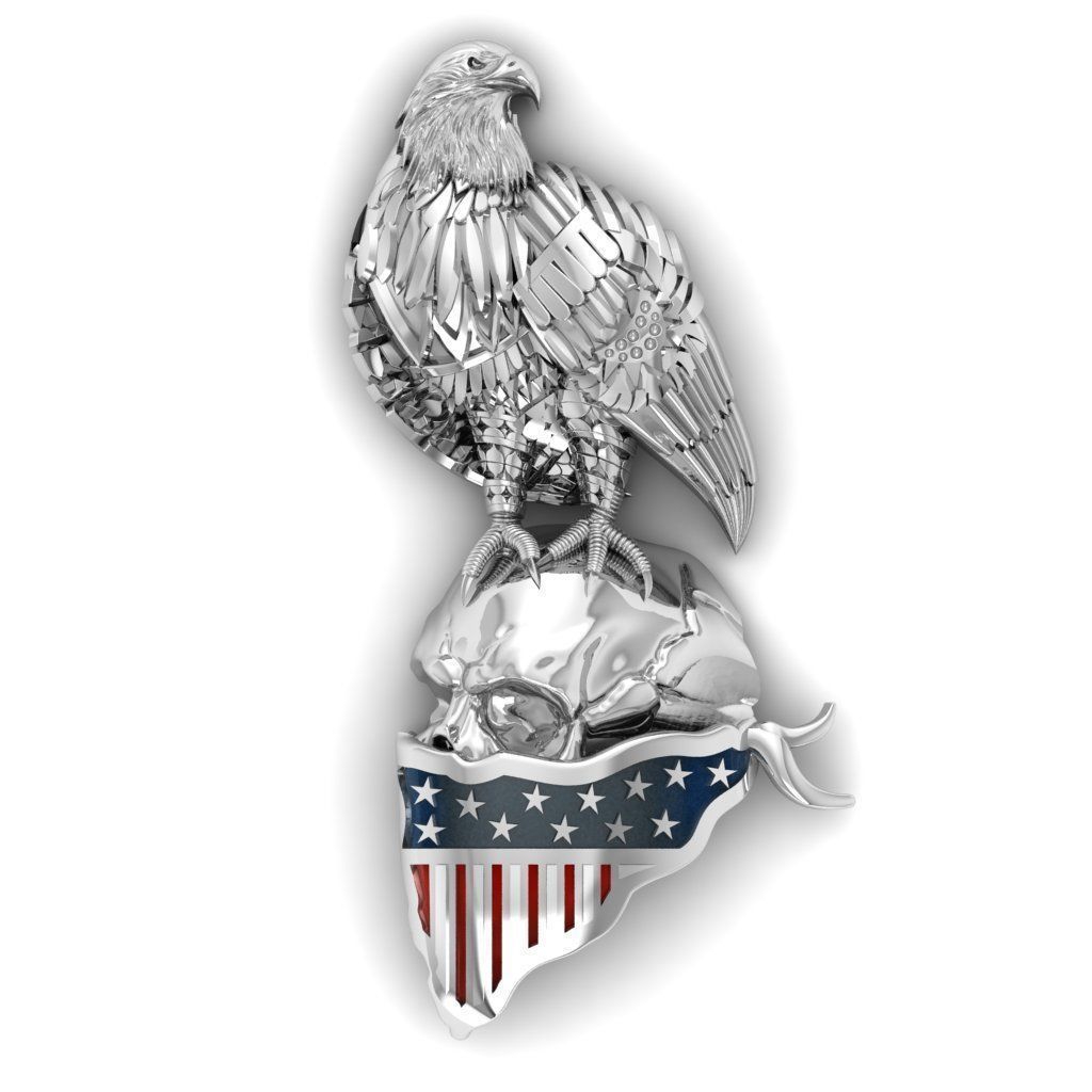 Biker skull American pendant for 3d printing  3D print model_9