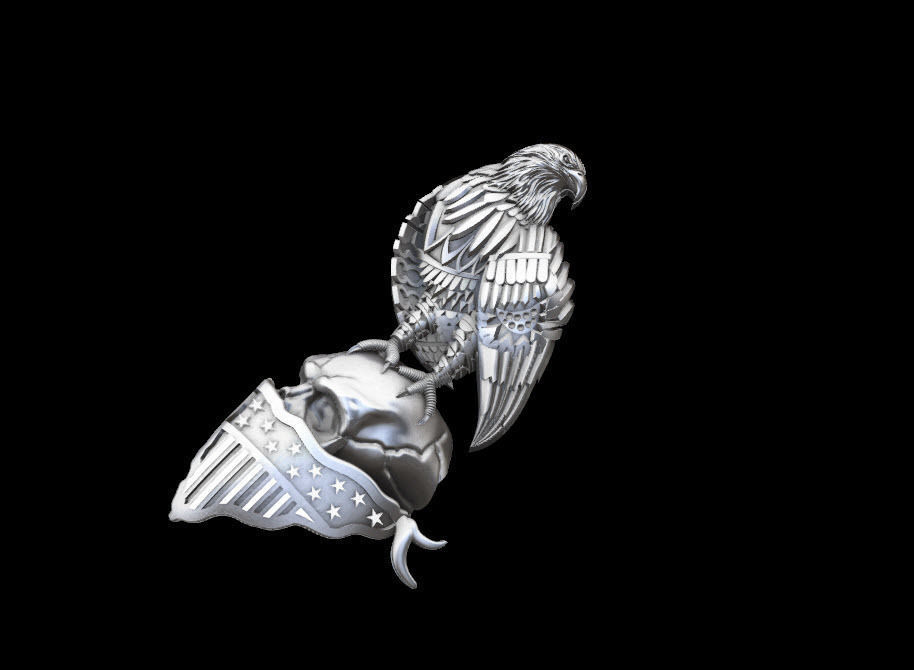 Biker skull American pendant for 3d printing  3D print model_1