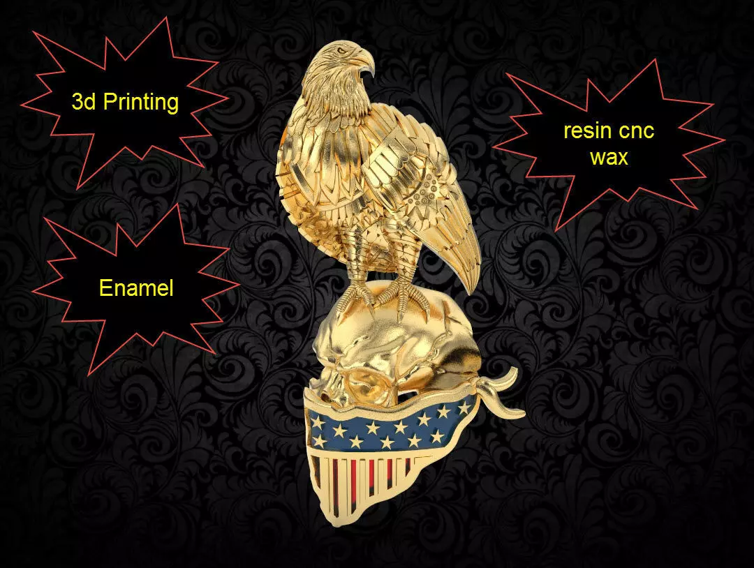 Biker skull American pendant for 3d printing  3D print model_0