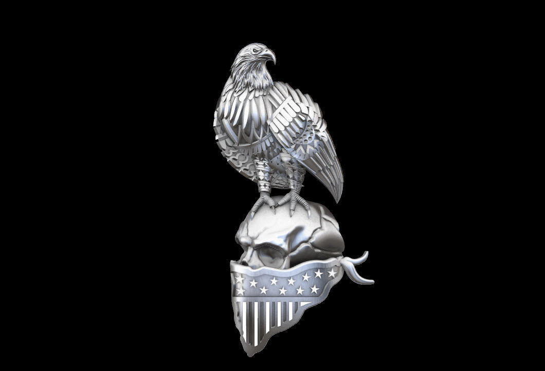 Biker skull American pendant for 3d printing  3D print model_8