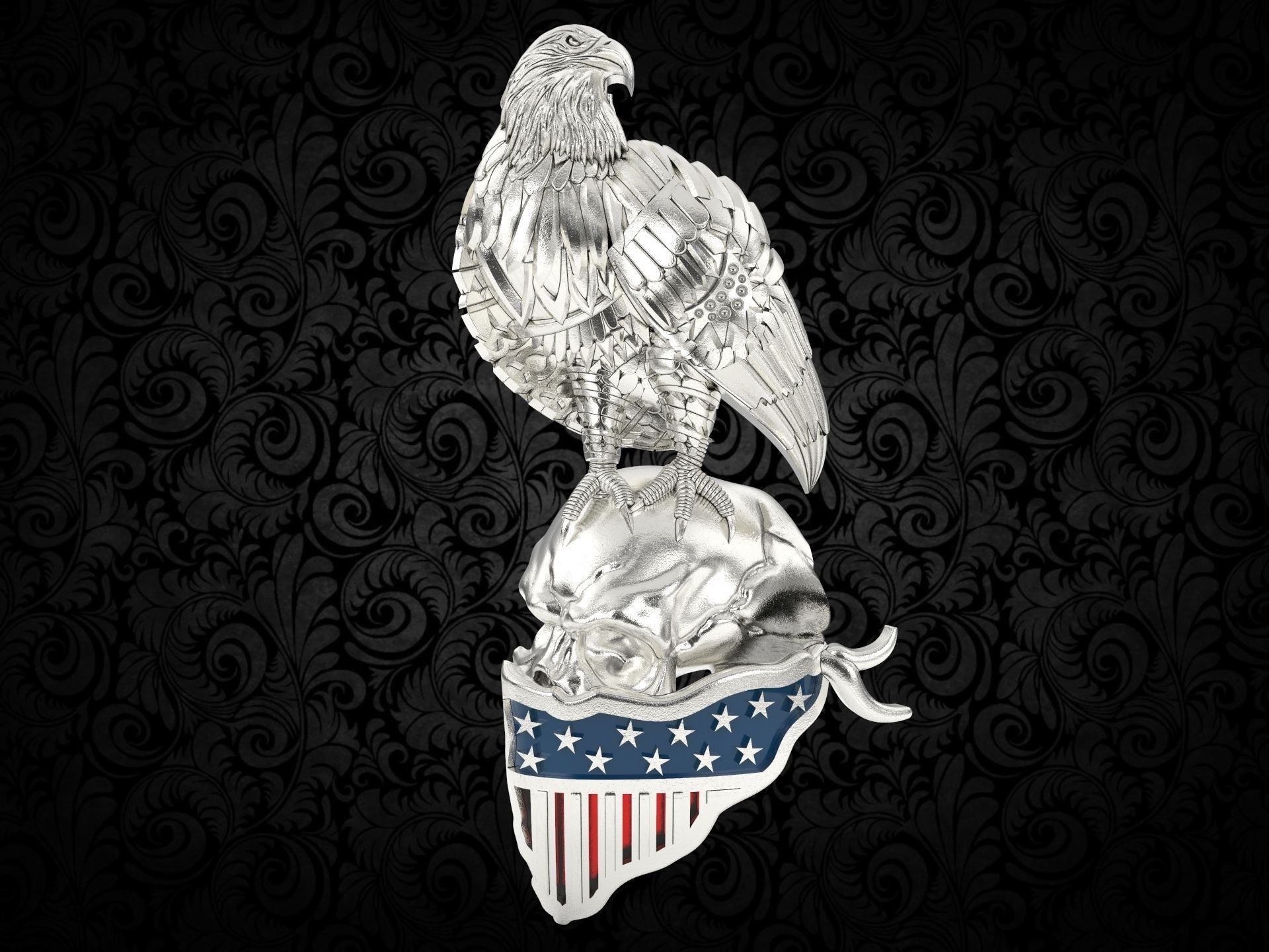 Biker skull American pendant for 3d printing  3D print model_3