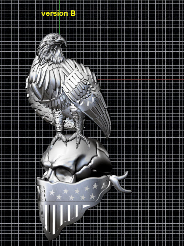 Biker skull American pendant for 3d printing  3D print model_4