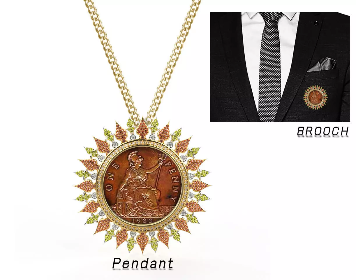 2 in 1 Sun Pendant-Brooch 3D print model