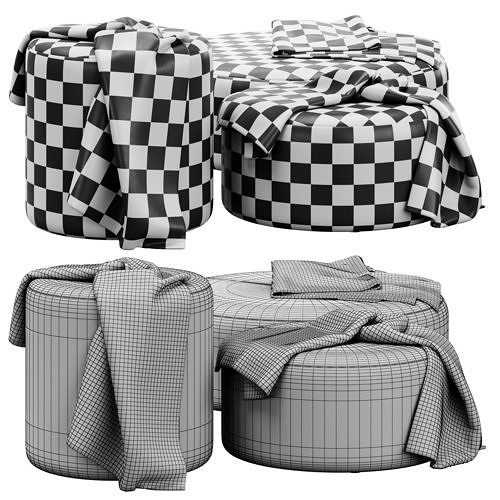 Folk pouf collection by noo ma 3D model 3