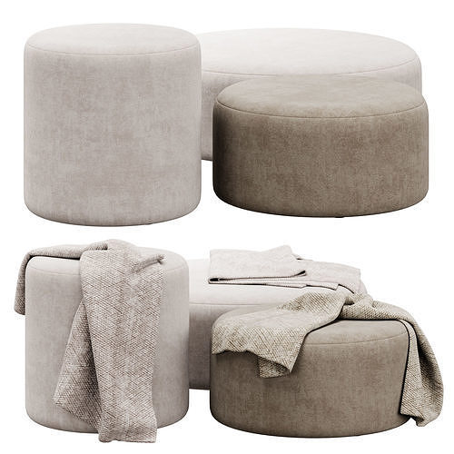 Folk pouf collection by noo ma 3D model 2