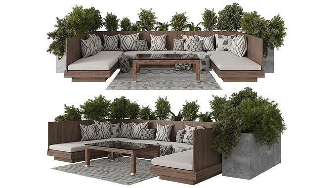 Backyard and Landscape Furniture Dining Zone Set 3D model