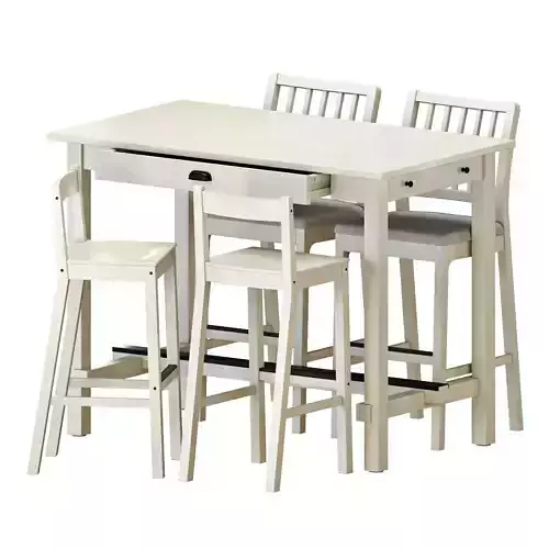 NORDVIKEN bar table and stools 3D model