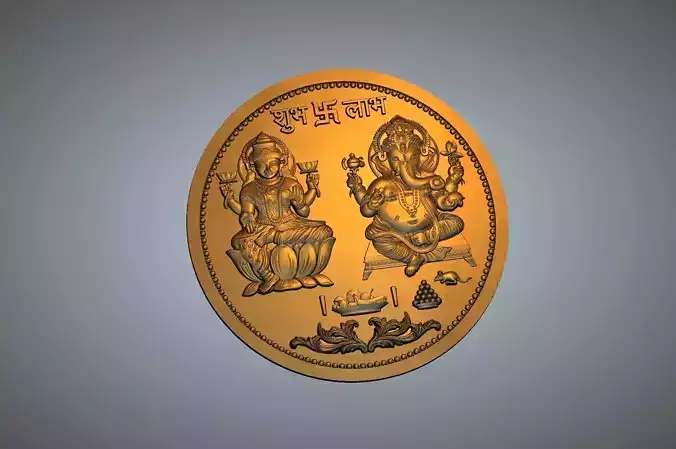 LAXMI AND GANESH JI COIN  3D print model