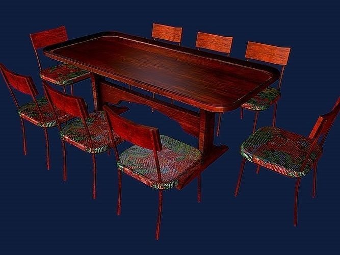 DINING TABLE AND CHAIRS 3D model