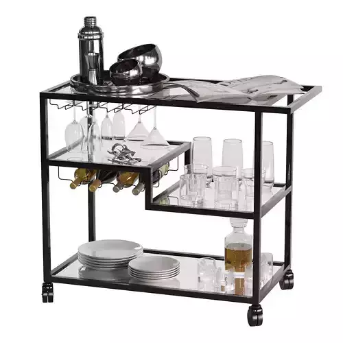Bar cart set 3 black
