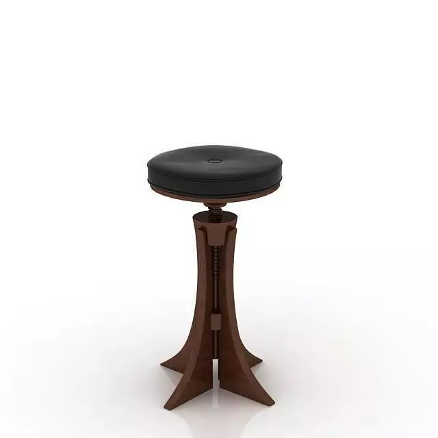 Black Vintage Stool 3D model_0