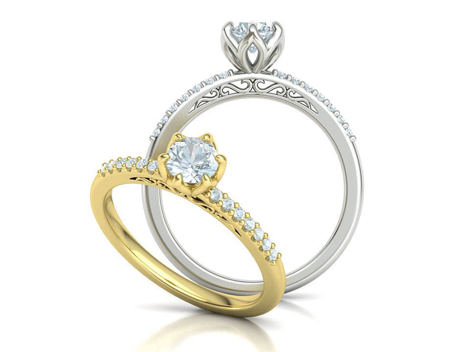 Bridal Set Collection Engagement Ring and Match Ring _35