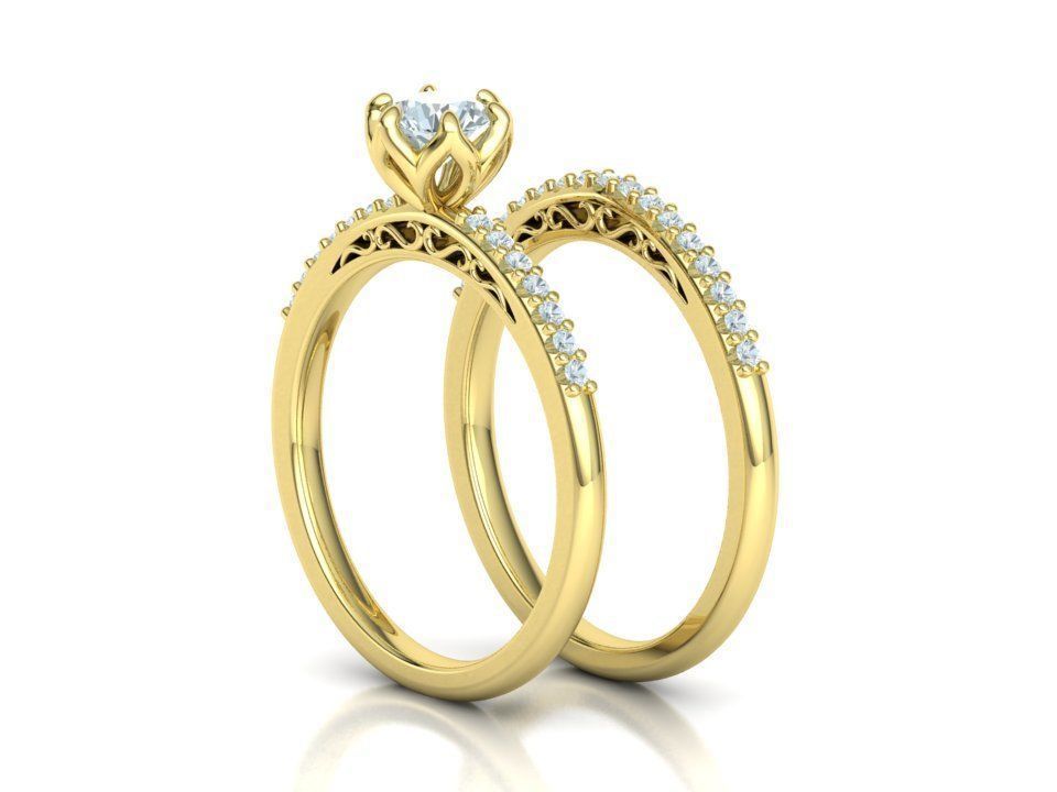 Bridal Set Collection Engagement Ring and Match Ring _17