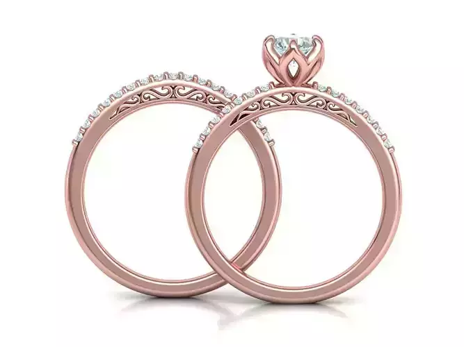 Bridal Set Collection Engagement Ring and Match Ring 