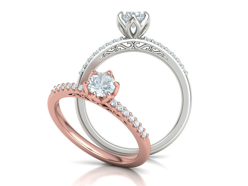 Bridal Set Collection Engagement Ring and Match Ring _34