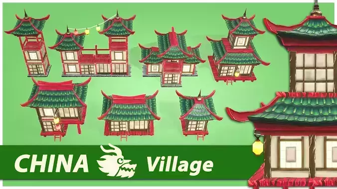 China RTS Fantasy Buildings Low-poly 3D model