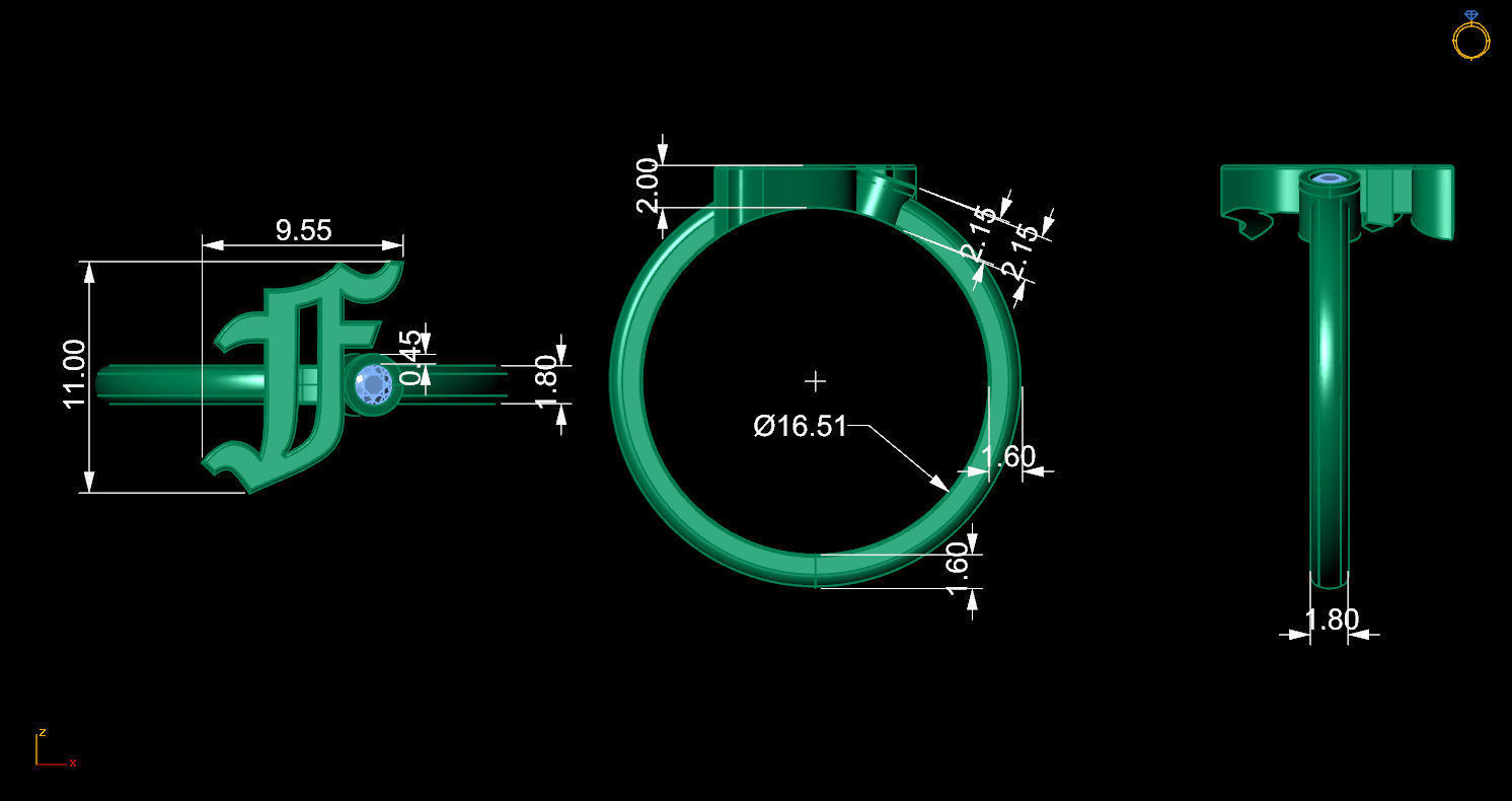 - Old English font ring F 3D print model_11