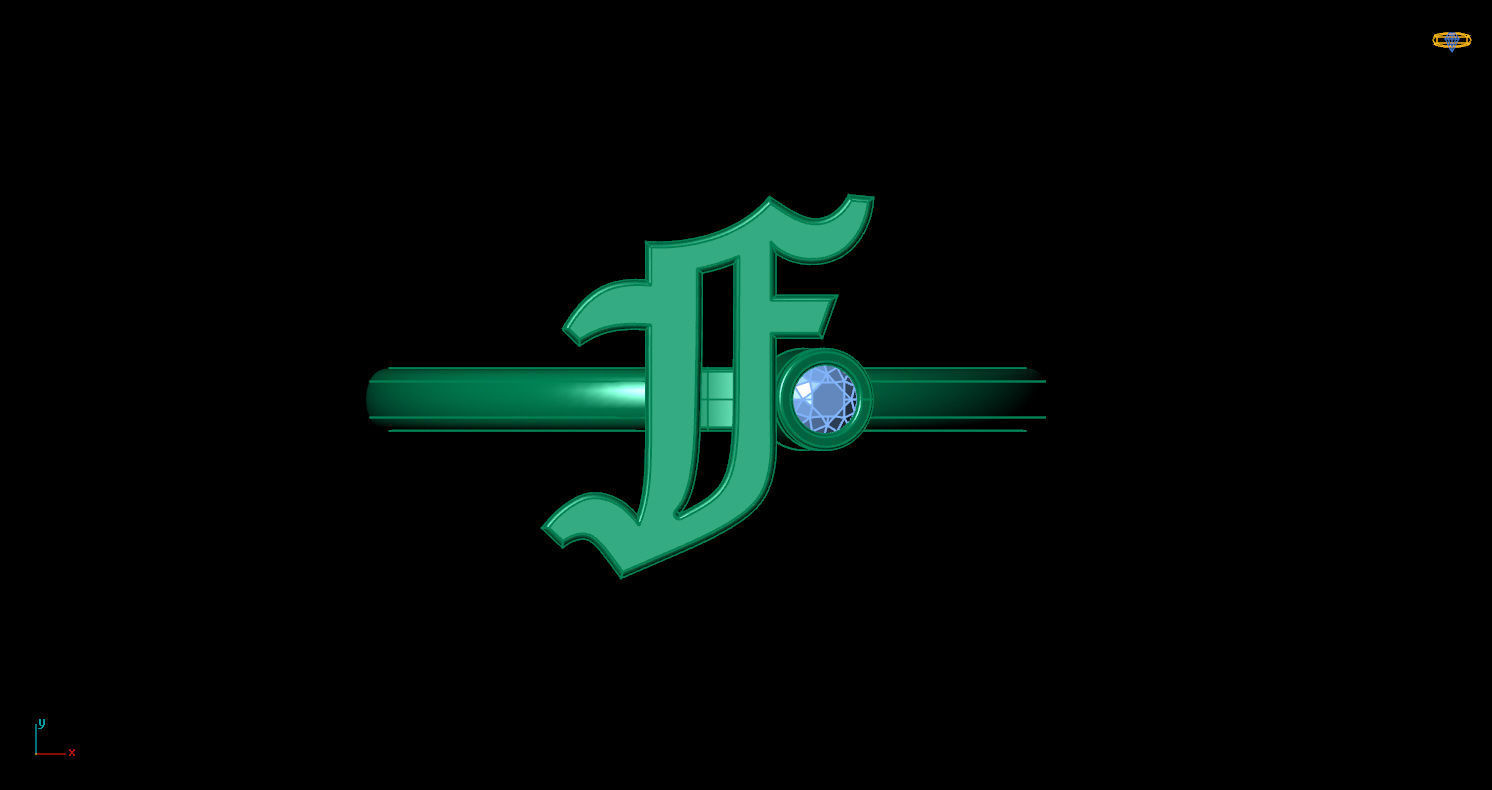 - Old English font ring F 3D print model_6