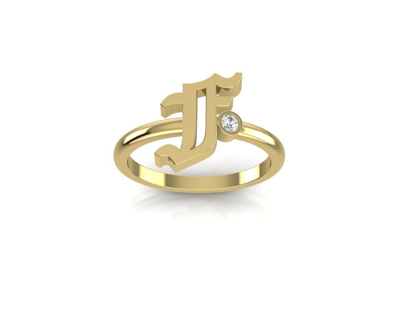- Old English font ring F 3D print model_1