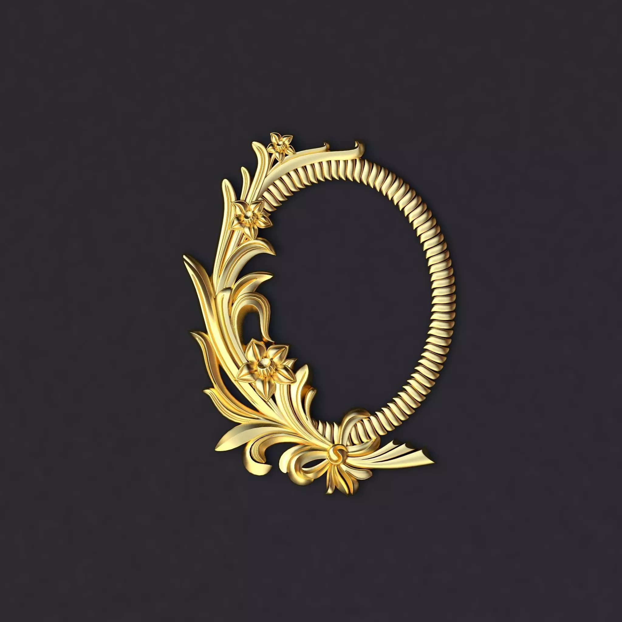 mirror ornate gold letter o 3D model_0