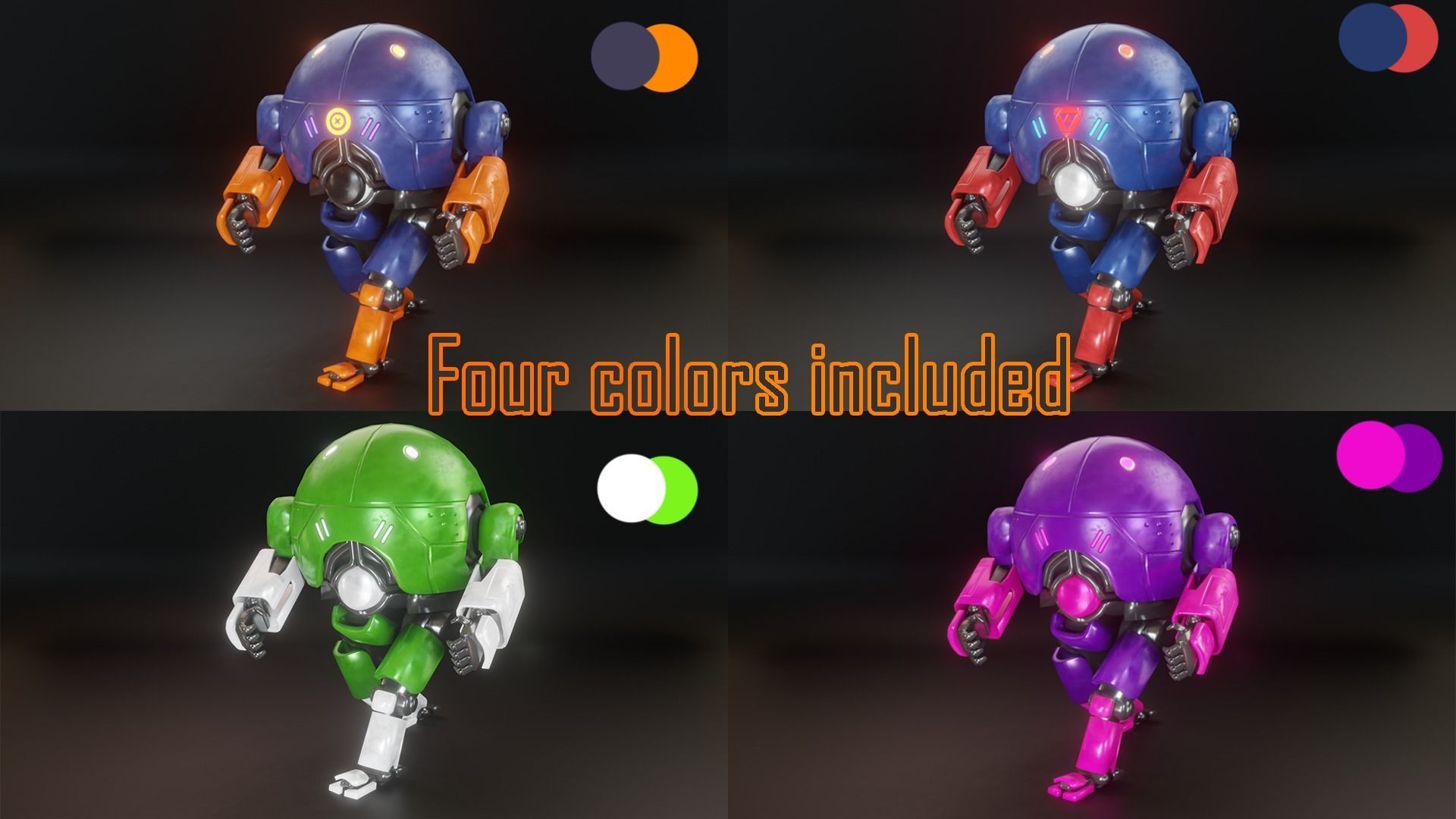 Mecha Robot Game Ready PBR Low-poly 3D model_12