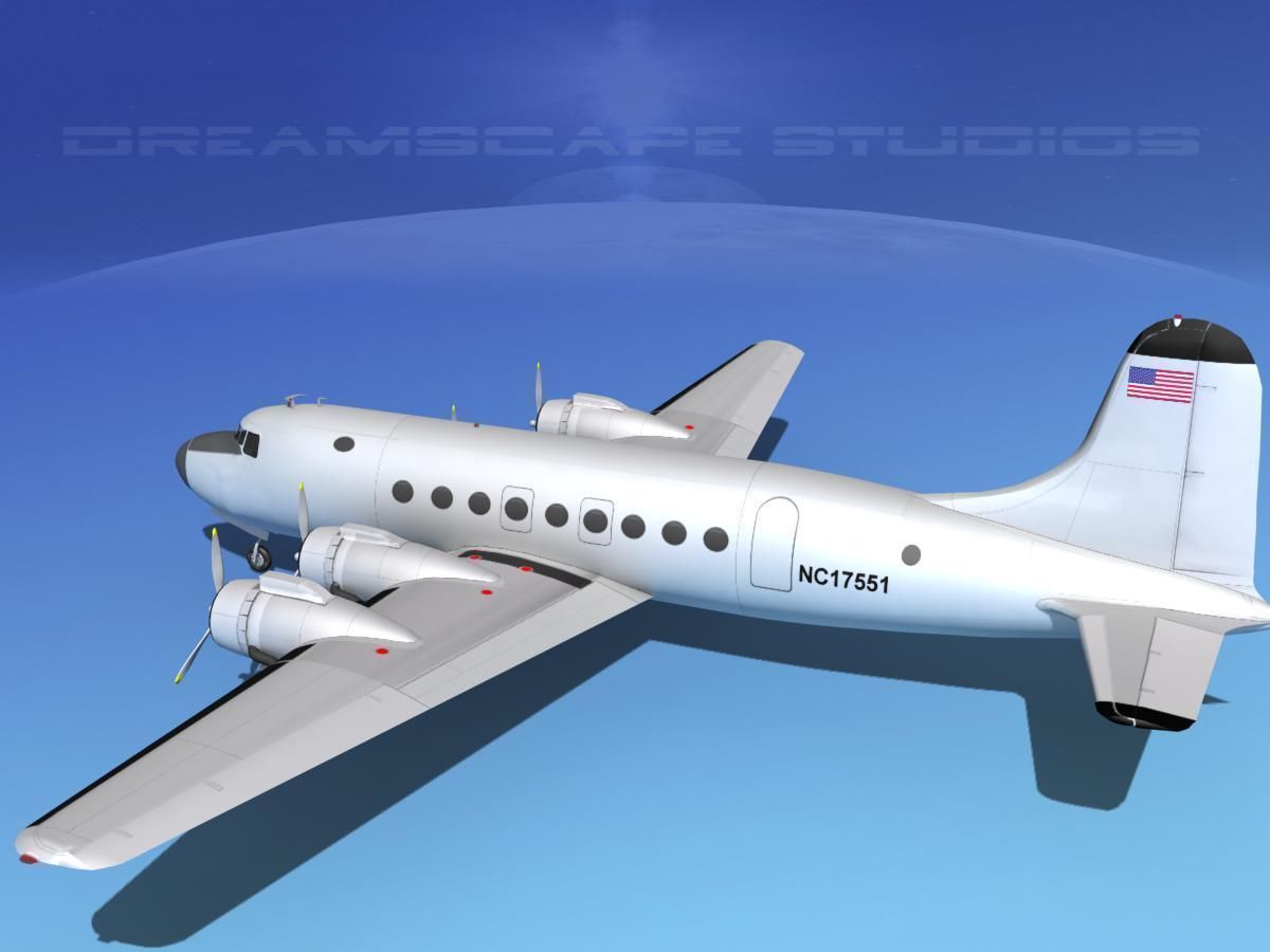 Douglas DC-4 Bare Metal 3D model_9