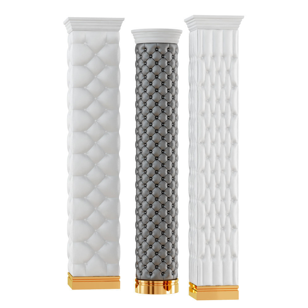 Three decorative columns of capitone 3D model_1