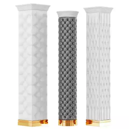 Three decorative columns of capitone