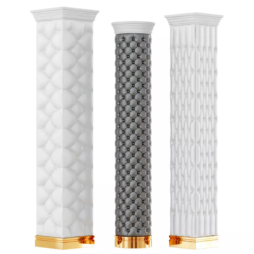 Three decorative columns of capitone 3D model_0