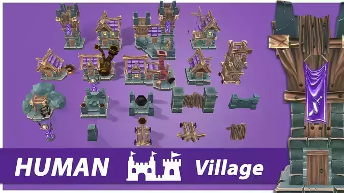Human RTS Fantasy Building Low-poly 3D model