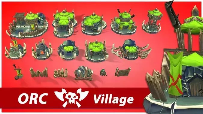 Orc RTS Fantasy Buildings Low-poly 3D model