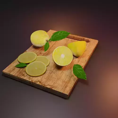 A collection of lemons on the board Lowpoly Highpoly 3D model