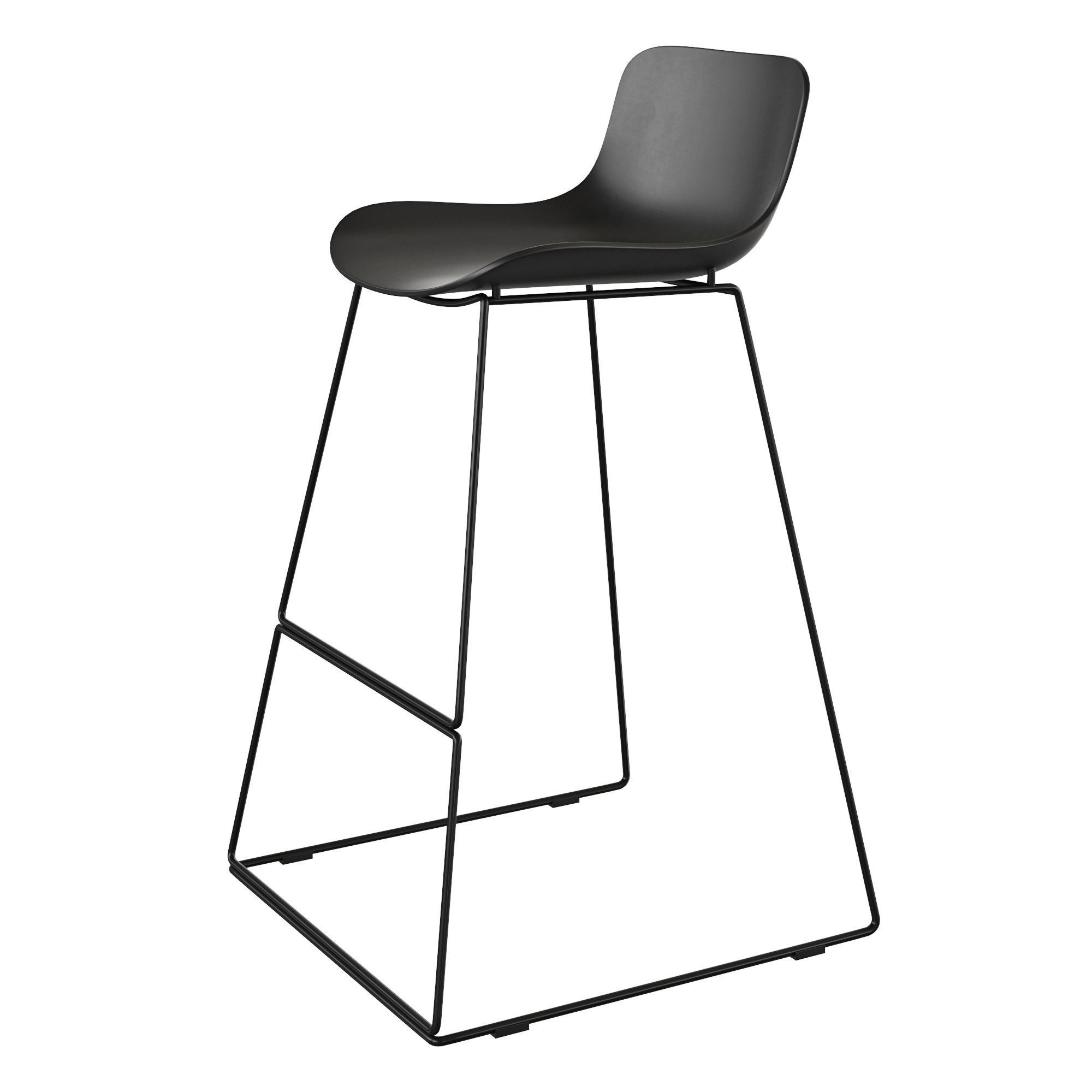 Black Bar Stool Counter Height with 3D model CGTrader