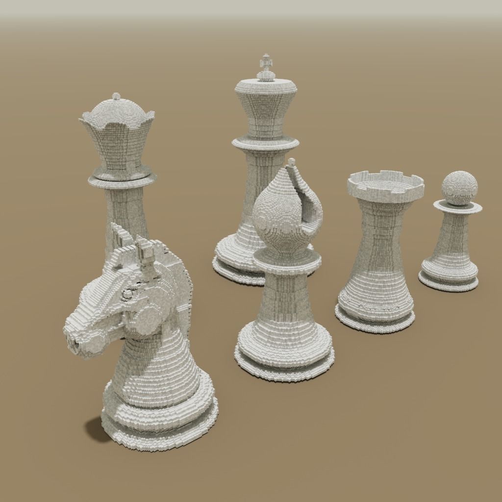 Chess figures Low-poly 3D model_10