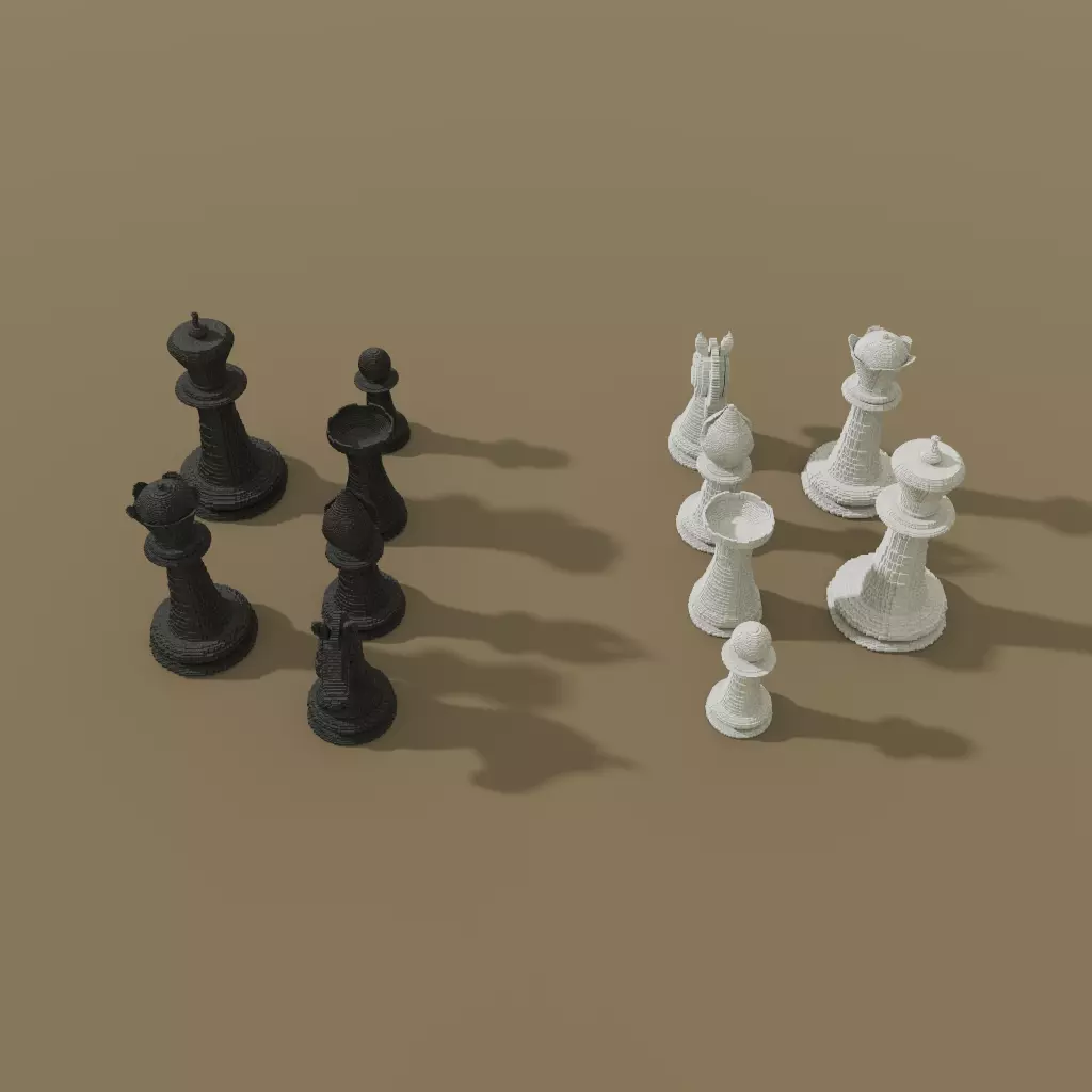 Chess figures Low-poly 3D model_0