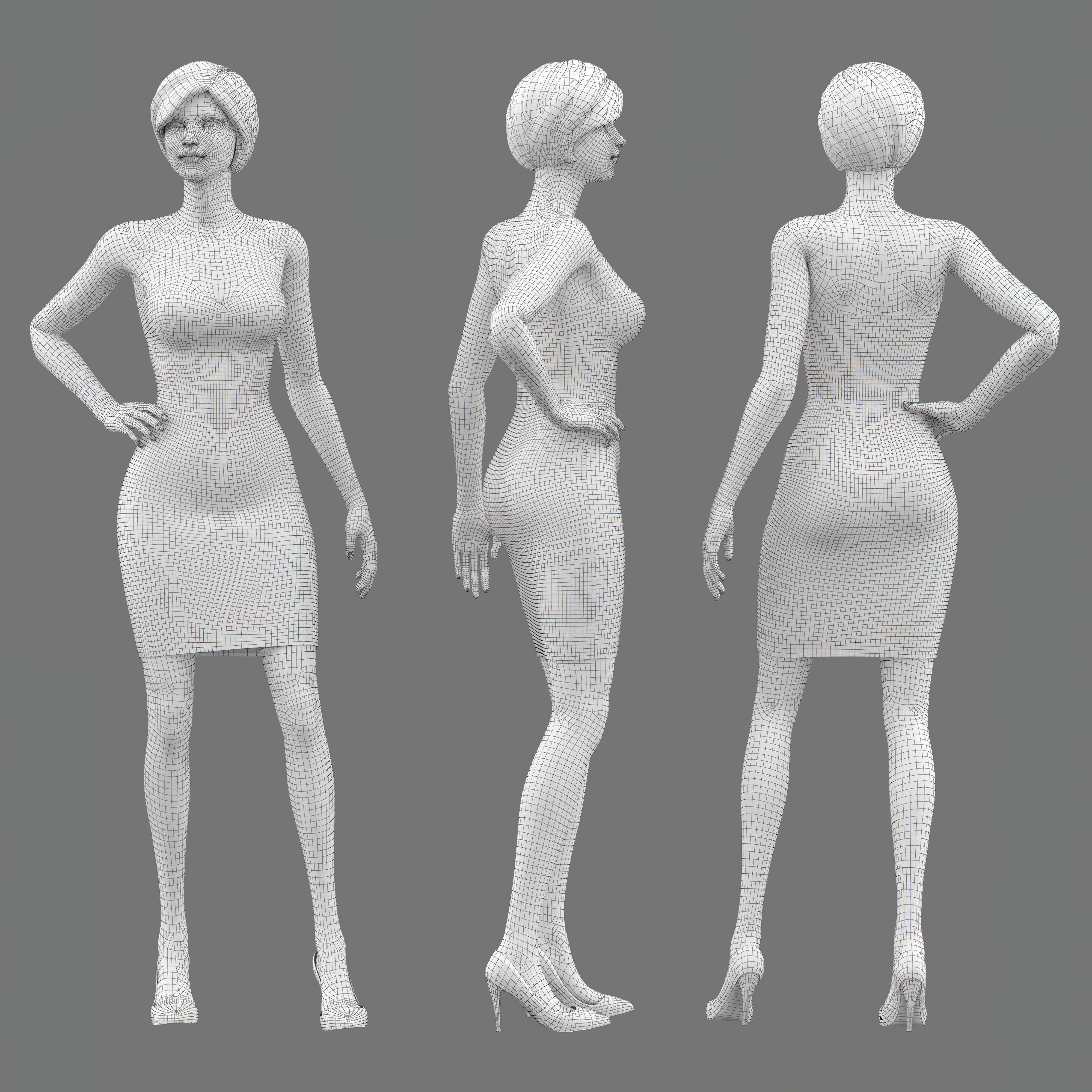 Female standing Pose Mannequin 3D model_5