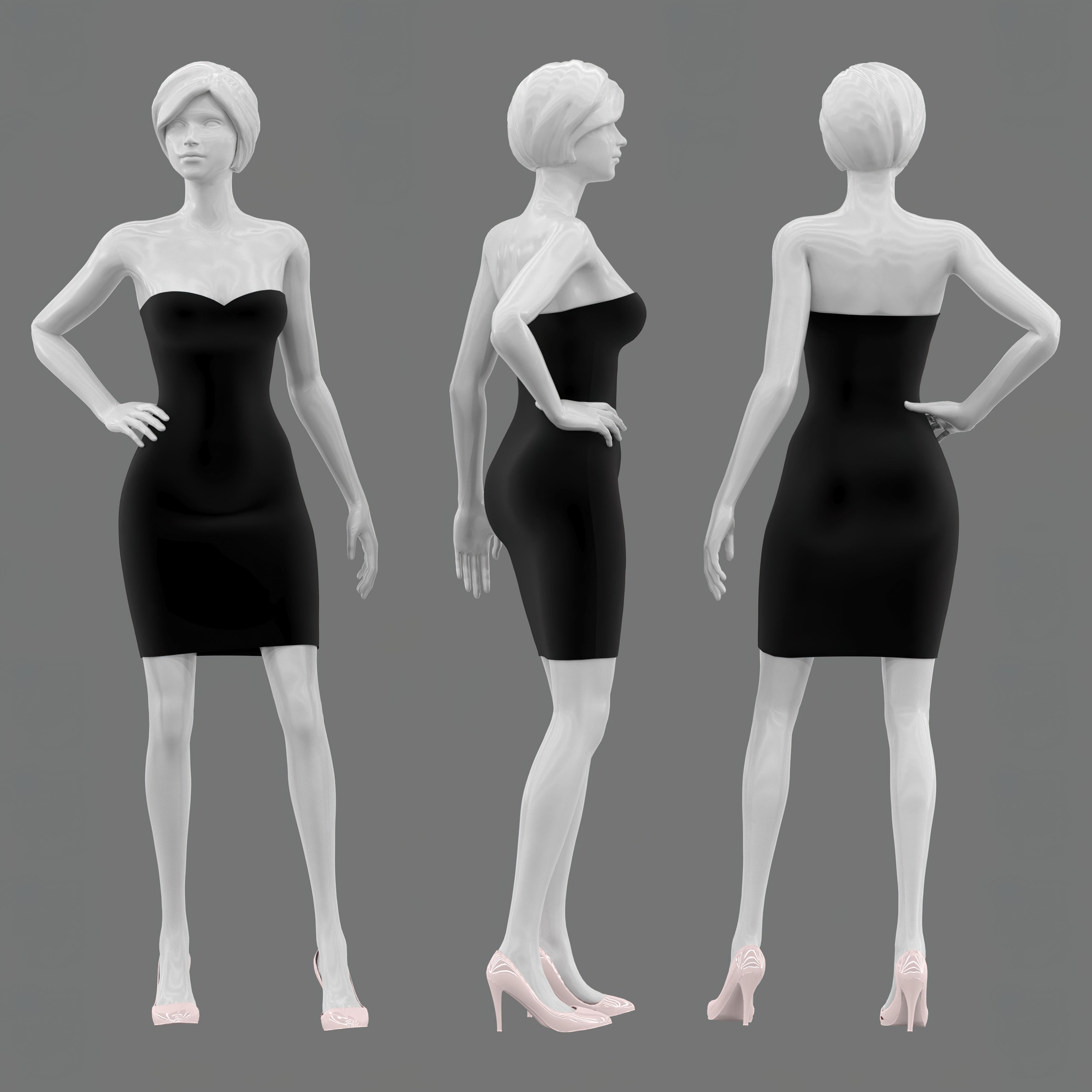 Female standing Pose Mannequin 3D model_1