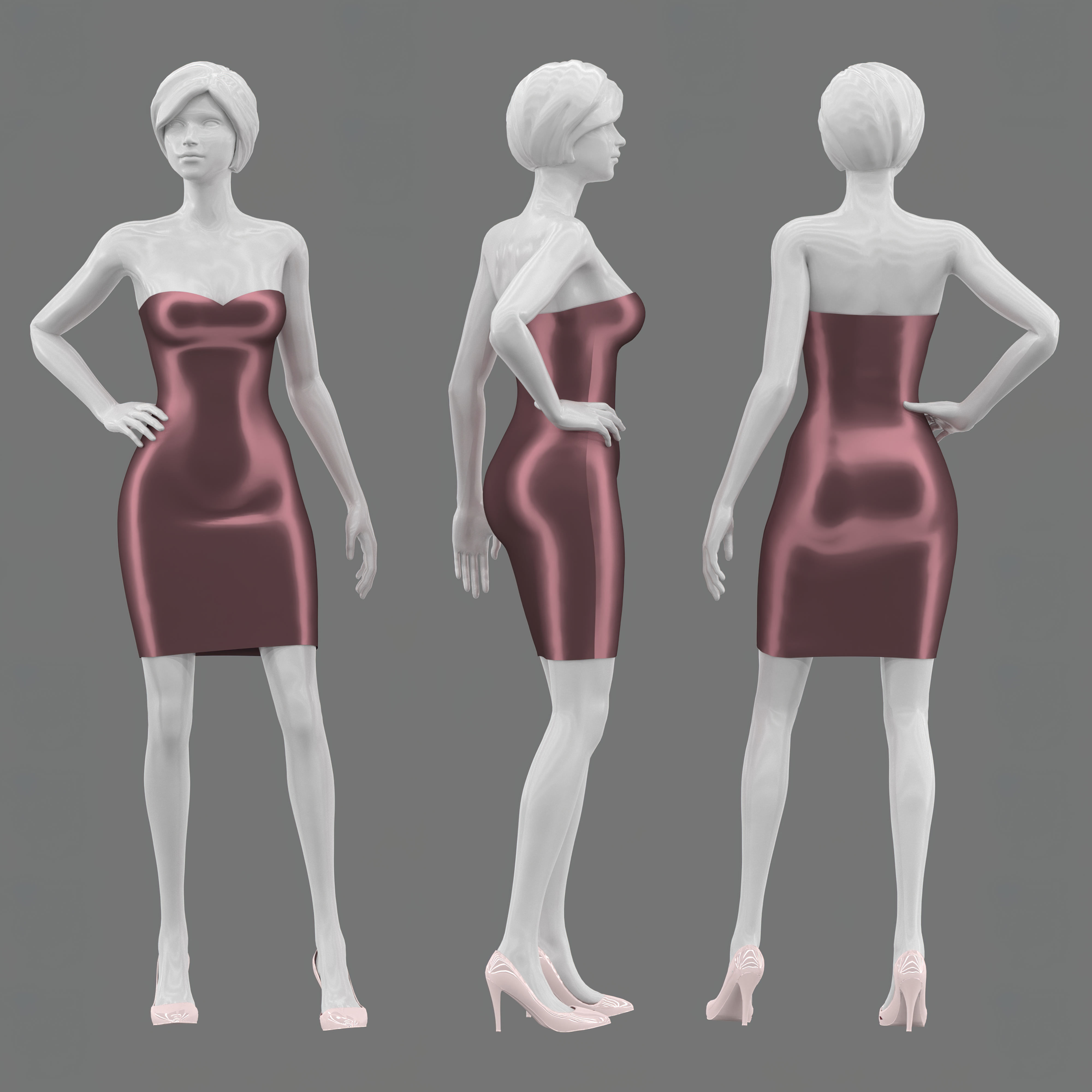 Female standing Pose Mannequin 3D model_2
