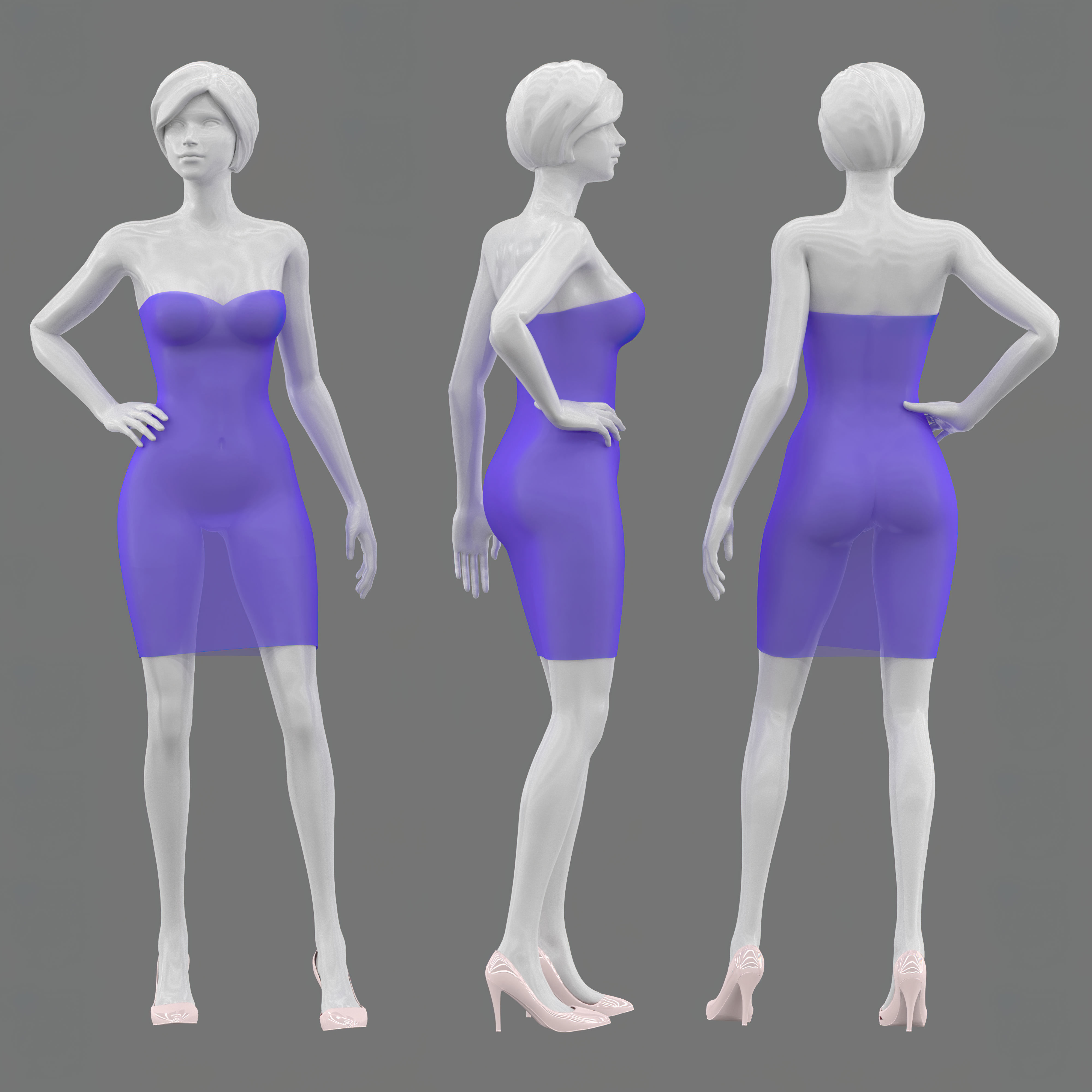Female standing Pose Mannequin 3D model_3