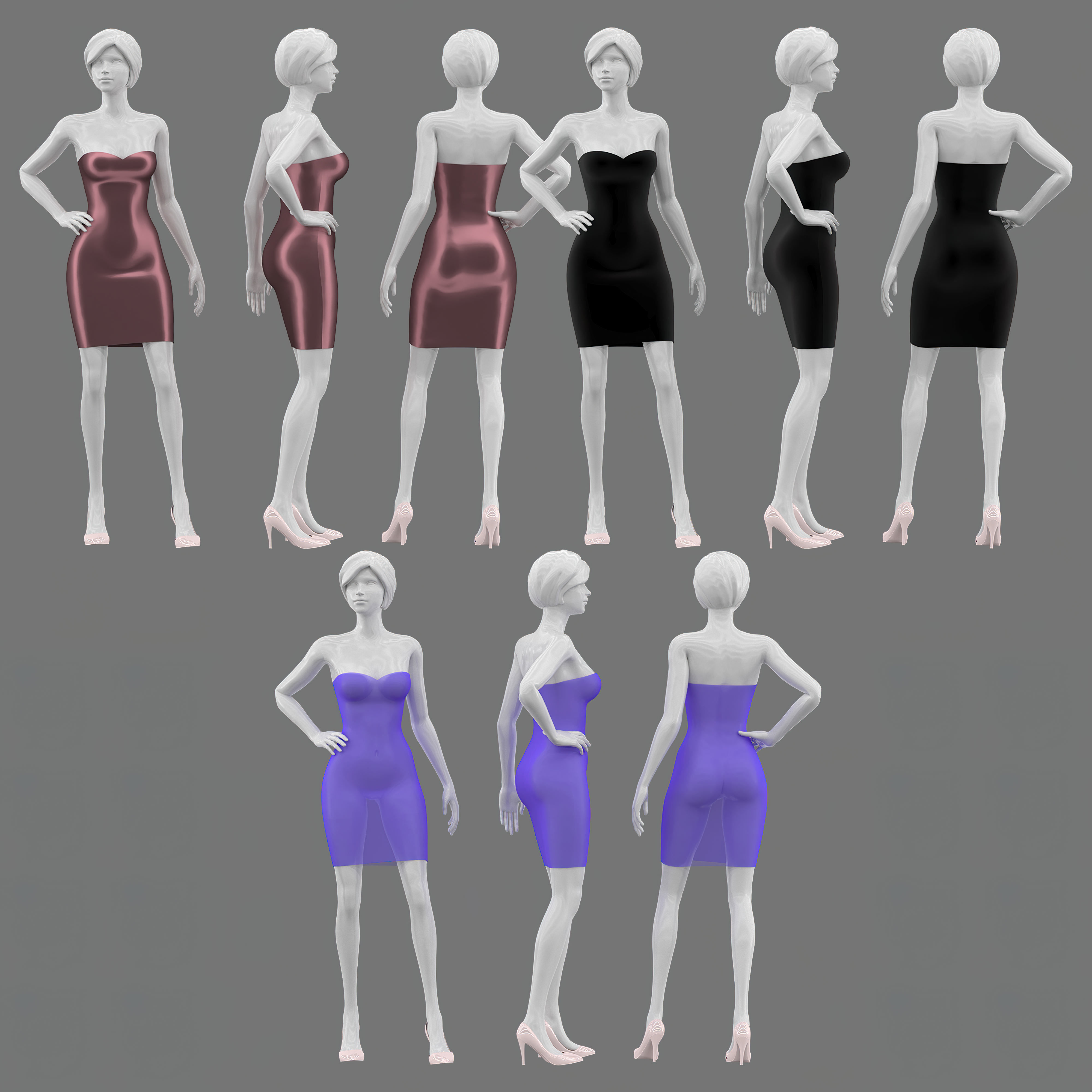 Female standing Pose Mannequin 3D model_4