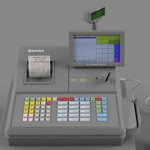 Sam4s Samsung SPS-530 Cash Register with Barcode Reader Light  2 3D model_2