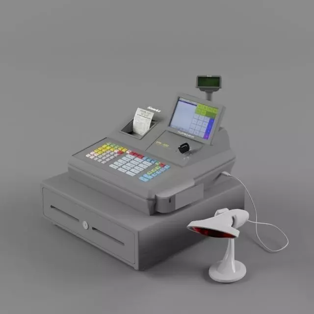 Sam4s Samsung SPS-530 Cash Register with Barcode Reader Light  2 3D model_0
