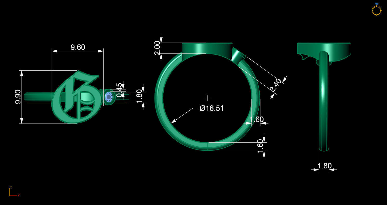 - Old English font ring G 3D print model_11