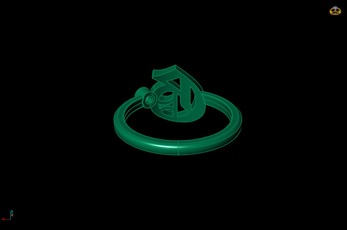 - Old English font ring G 3D print model_10
