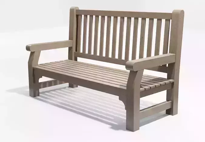 Park Bench - Garden Seat - Wooden - Low-Poly - Game Ready Model