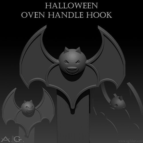  Halloween Bat Oven Handle Hook 3D print model