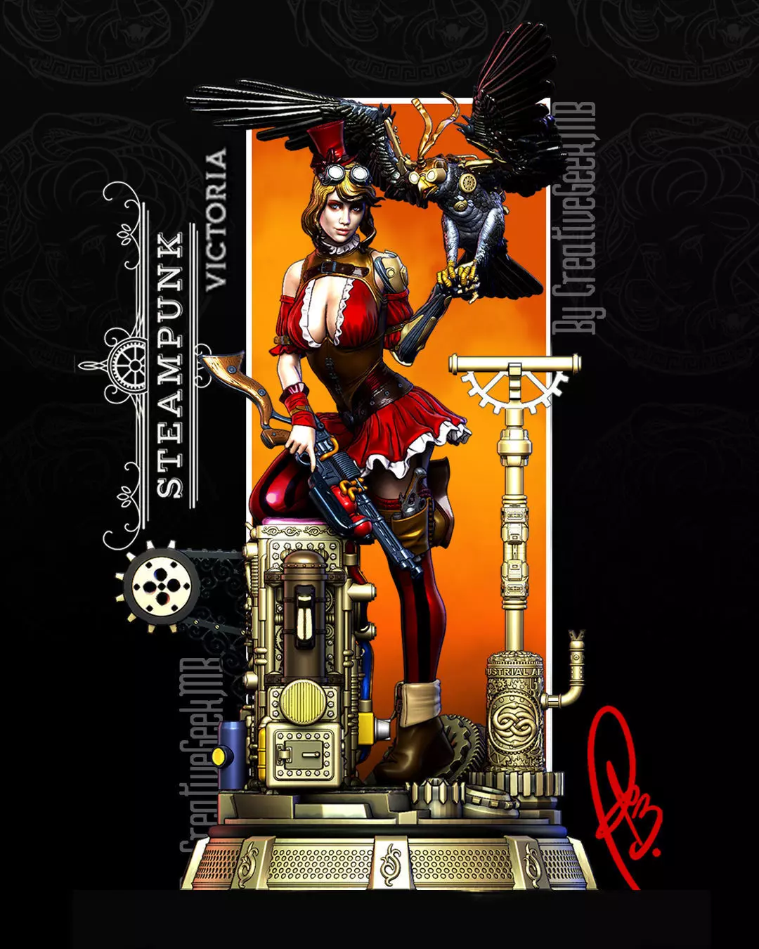 VICTORIA THE STEAMPUNK GIRL 3D print model_0